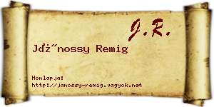Jánossy Remig névjegykártya